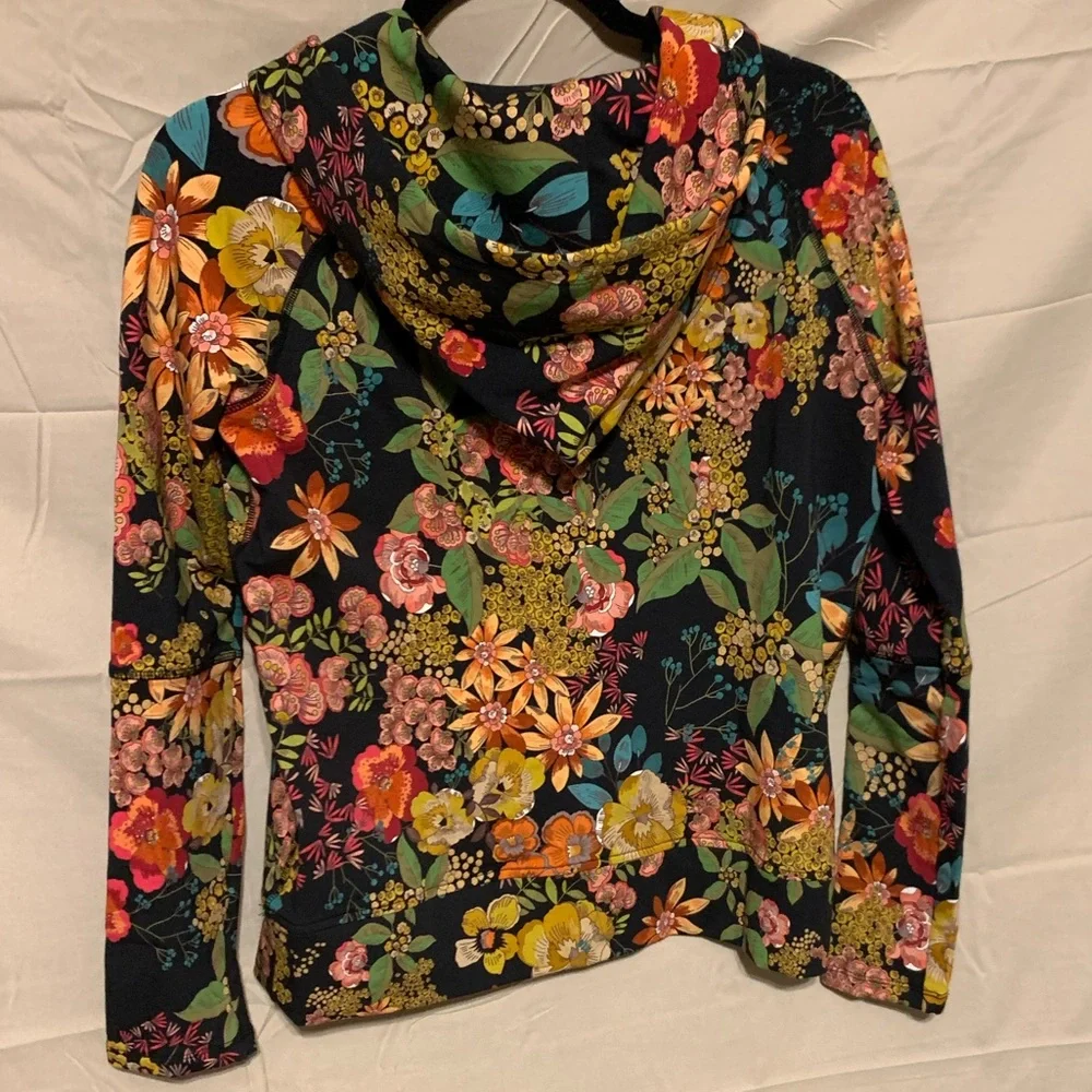 SOLD** 180 NWT XS Johnny Was bohemian floral on black Camilla hoodie - Picture 9 of 16